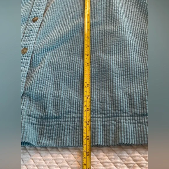 Vtg LL Bean Shirt Jacket Womens Sz 3XTeal Blue Corduroy Wide Wale Shacket Button - Picture 6 of 14